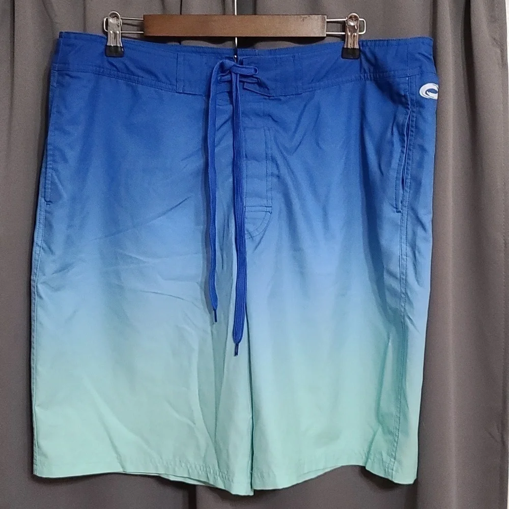 Outrageous‎ Mens Board Shorts Swim Pocket Blue/Green Size L EUC